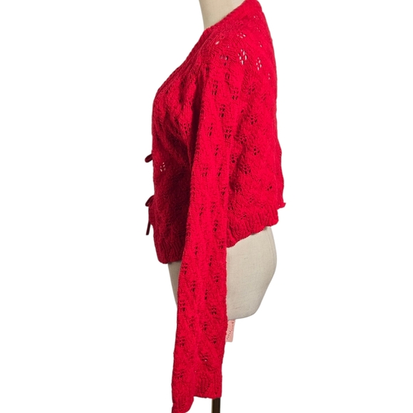 Sincerely Jules Pink and Red Tie Front Cardigan - Picture 5 of 7